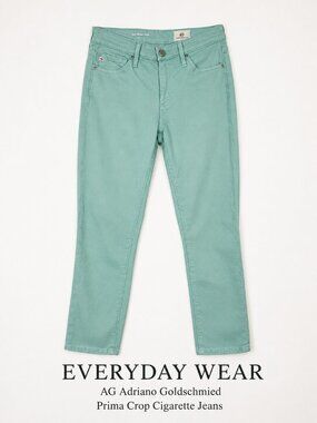 AG Prima Crop Cigarette Jeans Mint Green Stretch Denim 24